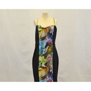 Rainbow Swirl Print Spandex Dress with Spaghetti Straps Sz: XL